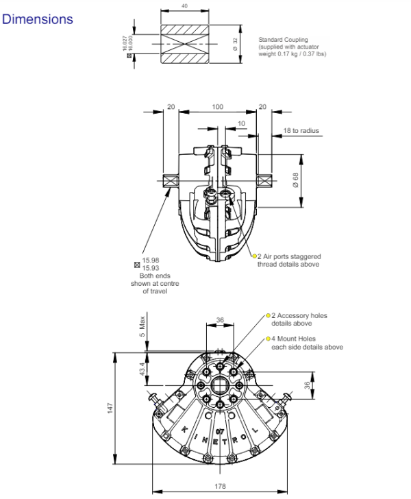 Kinetrol - Double Acting Actuator Model 07 Dimension